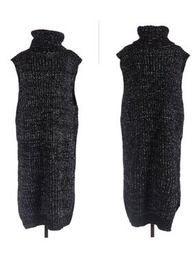 NWT POL December Nights Marled Sleeveless Turtleneck Midi Sweater Dress L